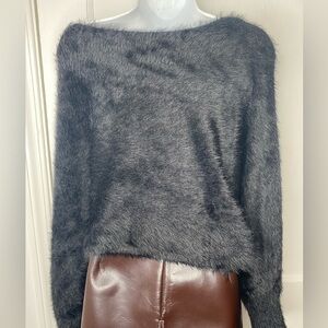 ALTAR’D STATE NWT M Women's Fuzzy Black Winged Sweater